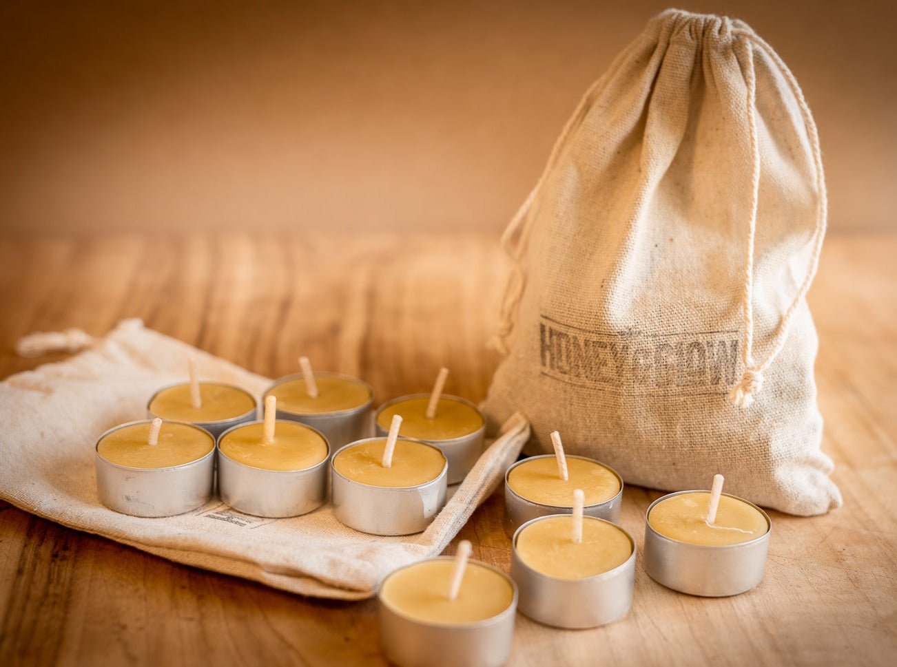 Beeswax Tealight Candles - honeyandglow-com